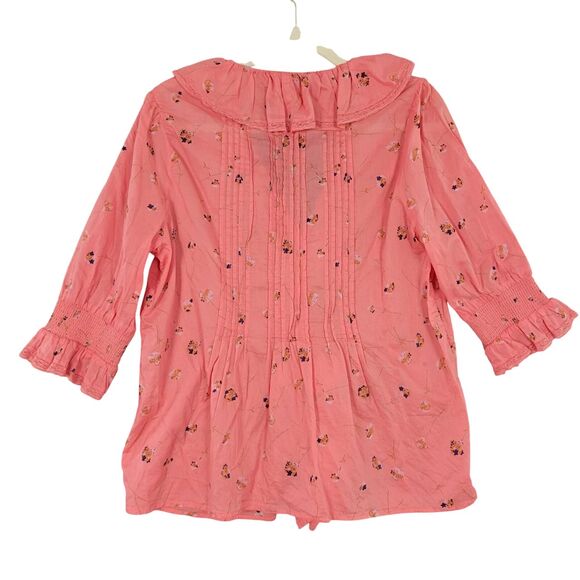 SUNDANCE Pink Floral Ruffle Fairy Lightweight 3/4 Sleeve Feminine Top SIZE SMALL - Picture 2 of 11